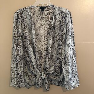 Sheer Front Tie Snakeskin Shirt Size XL